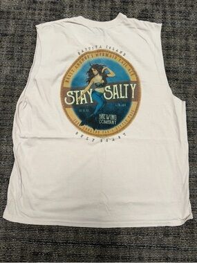 Blue 84 Stay Salty Captiva Island Mermaid Graphic Crew Neck Sleeveless Shirt XL